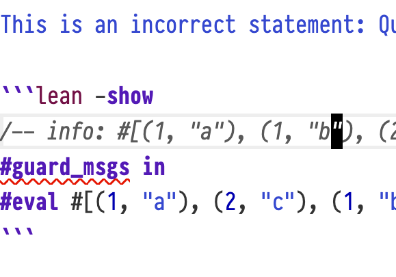 A screenshot showing a #guard_msgs test that fails in text